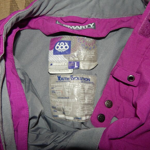 686 Girls Youth L Smarty Evolution Fuchsia & Gray Winter Snow Pants - Picture 8 of 11